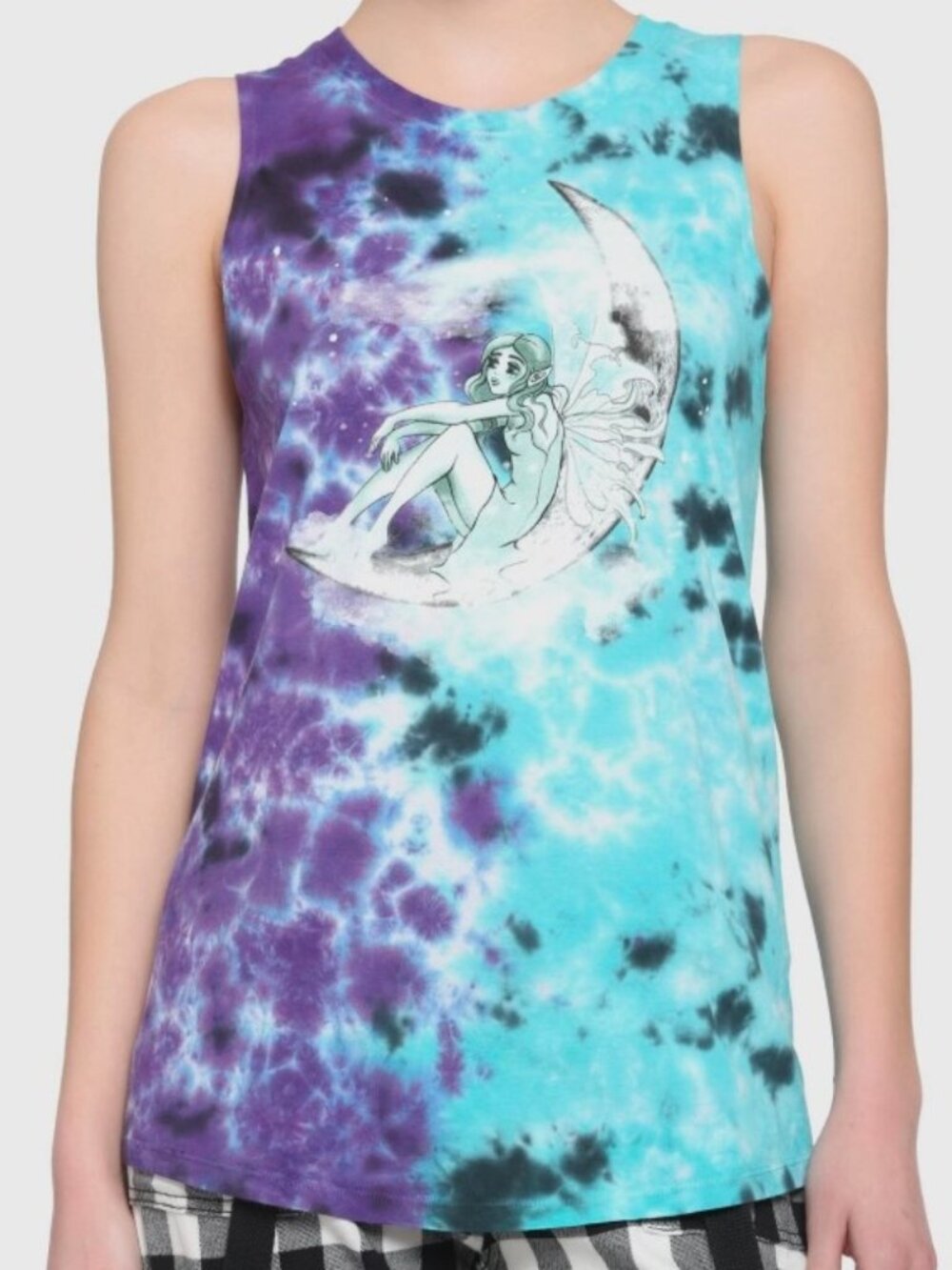 Fairy Moon Purple Teal Split Wash Tank Top NWT Women Size Medium